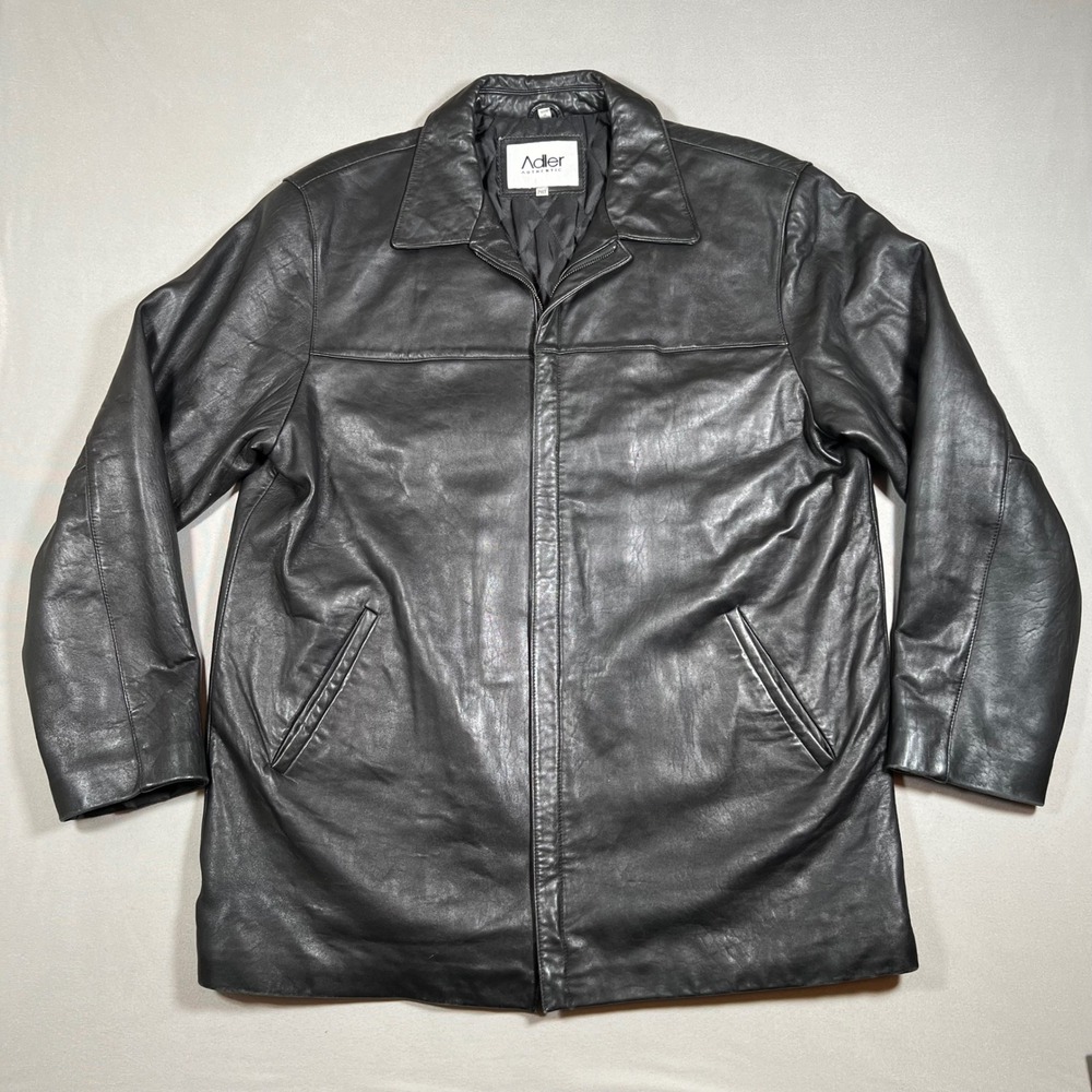 Adler Authentic Black New Zealand Lambskin Leather Jacket Mens 2XLT Tall Coat